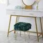Ornavo Home Mirage Modern Contemporary Square Woven Upholstered Velvet Ottoman with Gold Metal Legs - Emerald Green Ornavo Home Mirage Modern Contemporary Square Woven Upholstered Velvet Ottoman with Gold Metal Legs - Emerald Green