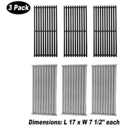 BBQ Future 3 Pack Cast Iron Grill Grate and Stainless Steel Emitter Kit for Charbroil 463242516, 463242515, 466242515, 466242615, 463243016, 463367516, 463367016, 466242516, 466242616, 463346017