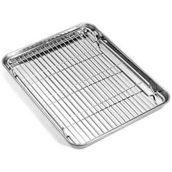 Baking sheets and Rack Set, Zacfton Cookie pan with Nonstick Cooling Rack & Cookie sheets Rectangle Size 12.5 x 10 x 1 inch,Stainless Steel & Non Toxic & Healthy,Superior Mirror Finish & Easy Clean