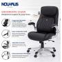 NOUHAUS +Posture Ergonomic PU Leather Office Chair. Click5 Lumbar Support with FlipAdjust Armrests. Modern Executive Chair and Computer Desk Chair (Black)