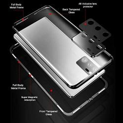 Magnetic Case for Samsung Galaxy Note 20 with Camera Cover, Double-Sided HD Tempered Glass Cover, 360° Full Body Protection Metal Frame Magnetic Phone Case for Note 20 Black(6.7'')