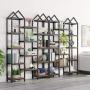 Tribesigns Rustic Triple Wide Bookshelf, 12 Open Shelves Etagere Bookcase Vintage Industrial Book Shelves Wood and Metal Display Shelf Storage Organizer for Home Office (Rustic Brown)