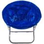 Urban Shop Super Soft Faux Fur Saucer Chair with Folding Metal Frame, Navy