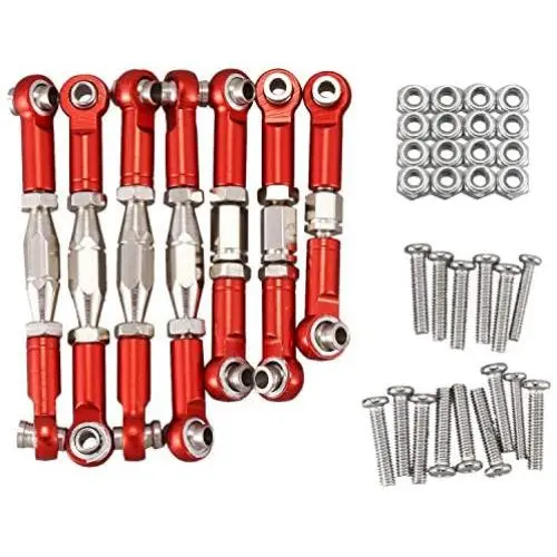 Essenc for WLtoys 144001 1/14 RC Car Spare Parts Metal Linkage Servo Pull Rod Steering Tie Rod Set,Red Essenc for WLtoys 144001 1/14 RC Car Spare Parts Metal Linkage Servo Pull Rod Steering Tie Rod Set,Red