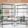 6 Tier Wire Shelving Storage Metal Shelf Standing Shelf Units NSF Heavy Duty Height Adjustable Garage Shelving 48'' x 18'' x 82''with Wheels/Feet Levelers 2100 Lbs Capacity Commercial Shelving Black