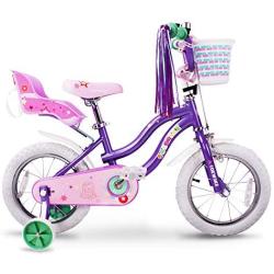 COEWSKE Kids Bike Steel Frame Children Bicycle Little Princess Style 12-14-16-18-20 Inch with Training Wheel