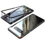 Compatible Galaxy Note 8 Case, Slim Magnetic Adsorption Metal Frame with Built-in Magnet Flip Tempered Glass Cover with a Screen Protector Flim, Black