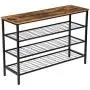 HOOBRO Shoe Rack, 4-Tier Shoe Shelf, Industrial Shoe Storage Organizer with 3 Metal Mesh Shelves, Ideal for Entryway, Hallway, Closet, Bedroom, Easy Assembly, Rustic Brown BF04XJ01 HOOBRO Shoe Rack, 4-Tier Shoe Shelf, Industrial Shoe Storage Organizer with 3 Metal Mesh Shelves, Ideal for Entryway, Hallway, Closet, Bedroom, Easy Assembly, Rustic Brown BF04XJ01