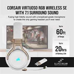 Corsair Virtuoso RGB Wireless Gaming Headset - High-Fidelity 7.1 Surround Sound w/Broadcast Quality Microphone - Memory Foam Earcups - 20 Hour Battery Life - Works with PC, PS5, PS4 - Pearl