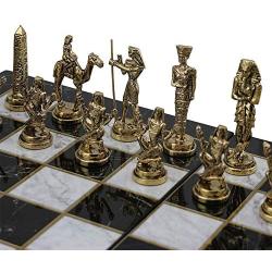 GIFTHOME (Without Board) Historical Handmade Ancient Egypt Pharaoh Figures Metal Chess Pieces Medium Size King 3.5 inc (Only Pieces)