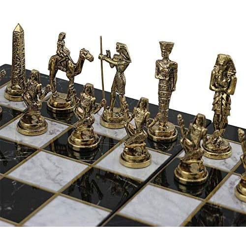 GIFTHOME (Without Board) Historical Handmade Ancient Egypt Pharaoh Figures Metal Chess Pieces Medium Size King 3.5 inc (Only Pieces)