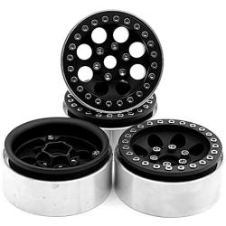 RCLIONS Aluminum Metal 1.9inch Beadlock Wheels Rims for Axial SCX10 D90 TRX4 1/10 Crawler Car-Pack of 4 (Black)