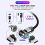 Magnetic USB Charging Cable Krsende 3in1 360°&180°Rotation Nylon Braided Cord Compatible with Mirco USB Type C Smartphone and iProduct Device-No Date Sync(4Pack/Red)