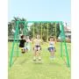 MaxKare Metal Swing Set Outdoor Backyard Playground Swing Set 2 Seats with A Swing Glider for 3-12 Year Old Kids, Toddlers, Max Weight 400 LBS