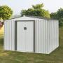 SUNCROWN Outdoor Garden Storage Shed White 6X8 FT Yard Storage Tool with Sliding Door for Lawn Equipment Garden Backyard - White