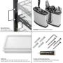 Sorbus Dish Drying Rack, 2-Tier Hanging Wall Mount Drying Organizer Storage Shelf Drainer for Dishes, Bowls, Utensils, Includes Drain Trays and 3 Hooks for Kitchen Sink, Metal (Black)