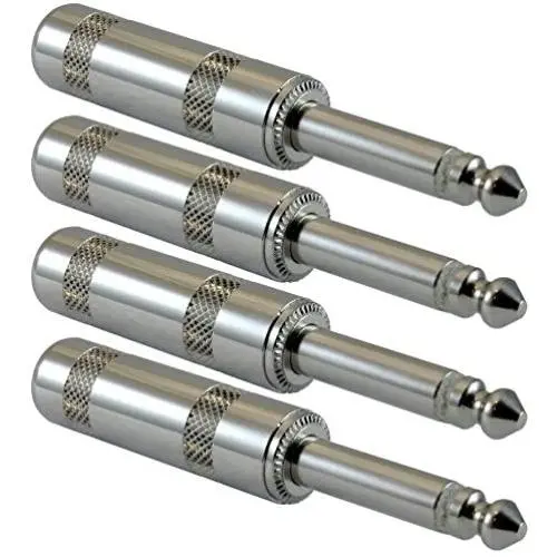 GLS Audio 1/4'' Plugs for Speaker Cables, Patch Cables, Snakes - TS Male Mono 1/4 Inch Phono 6.3mm Phone Plug Bulk - 4 Pack GLS Audio 1/4'' Plugs for Speaker Cables, Patch Cables, Snakes - TS Male Mono 1/4 Inch Phono 6.3mm Phone Plug Bulk - 4 Pack