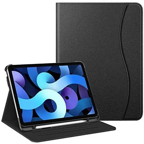 Fintie Case for iPad Air 4 10.9 Inch 2020 with Pencil Holder, Multi-Angle Viewing Cover [Supports Pencil 2nd Gen Charging] with Pocket, Auto Sleep/Wake for iPad Air 4th Generation, Black
