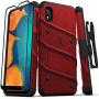 ZIZO Bolt Series for Samsung Galaxy A10e Case | Heavy-Duty Military-Grade Drop Protection w/Kickstand Included Belt Clip Holster Tempered Glass Lanyard (Red/Black)