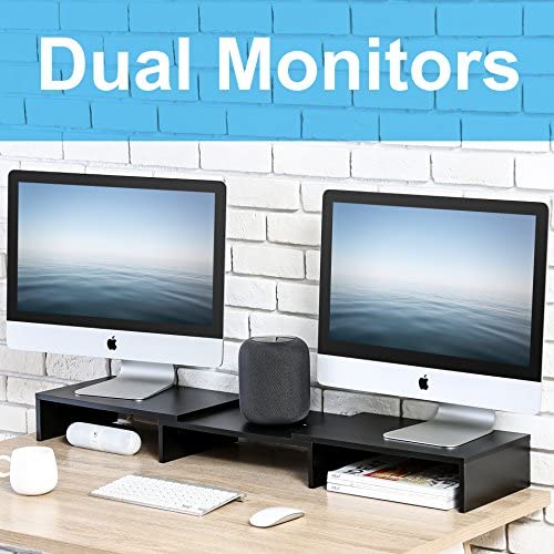 FITUEYES 3 Shelf Monitor Stand Riser with Adjustable Length and Angle,DT108001WB
