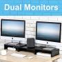 FITUEYES 3 Shelf Monitor Stand Riser with Adjustable Length and Angle,DT108001WB