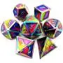 HAOMEJA Metal Dice DND 7 Set Dice Role Playing Dice D&D 7 Solid Dice for Dungeons and Dragons Pathfinder (Multicolor Green Purple Blue)