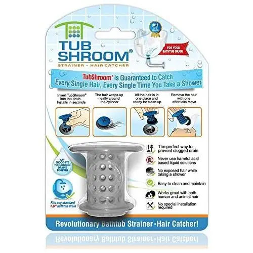TubShroom the Revolutionary Tub Drain Protector Hair Catcher/Strainer/Snare, Gray
