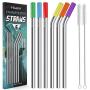 Reusable Smoothie Straws and Milkshake Straws with Silicone Tips , 9mm/0.35'' Stainless Steel Wide Straws, Hiware 6 Pack 10'' Metal Straws for Smoothies, Milkshakes, Jumbo Drinks with 2 Cleaning Brushes