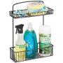 mDesign Metal Farmhouse Wall Mount Kitchen Storage Organizer Holder or Basket - Hang on Wall, Under Sink, or Cabinet Door in Kitchen/Pantry - Holds Dish Soap, Window Cleaner, Sponges - Matte Black