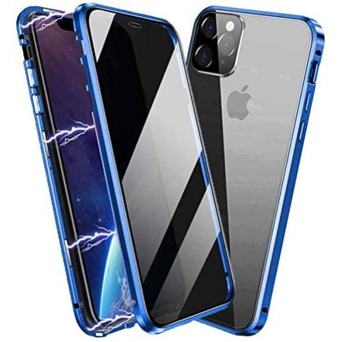 Privacy Magnetic Case for iPhone 11, Anti Peep Magnetic Adsorption Privacy Screen Protector Double Sided Tempered Glass Metal Bumper Frame Anti-Peeping Phone Case Anti-Spy Cover for iPhone 11