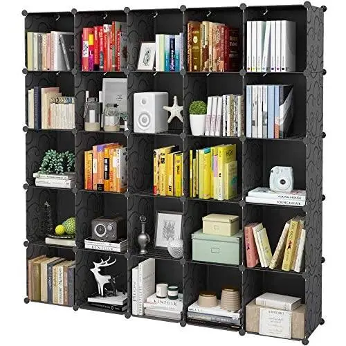 KOUSI Portable Storage Cubes-14'' x14''(Load-Bearing Metal Panel) Modular Bookshelf Units,Clothes Storage Shelves,Room Organizer,Black,25 Cubes KOUSI Portable Storage Cubes-14'' x14''(Load-Bearing Metal Panel) Modular Bookshelf Units,Clothes Storage Shelves,Room Organizer,Black,25 Cubes