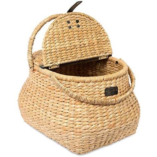 BirdRock Home Seagrass Picnic Basket - Hand Woven - Seagrass - Decorative Metal Latches - Divided Lid - Home Décor - Folding Handles