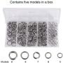 Stainless Steel Split Ring, 200PCS 5Sizes Split Rings Solid Lures Connectors Fishing Tackle High Strength Lure Tackle Connector kit
