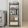 GHQME 5 Tier Metal Standing Shelf Space Saver, Storage Tower Rack for Kitchen Bathroom, Storage Shelving Unit Organizer, Outdoor Flower Stand (Black, 5-Tier)