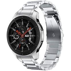 V-MORO Metal Strap Compatible with Galaxy Watch 46mm Bands/Gear S3 Classic/Frontier Band with Clips No Gaps Solid Stainless Steel Bracelet for Samsung Galaxy Watch 46mm R800/Gear S3 Smartwatch Silver