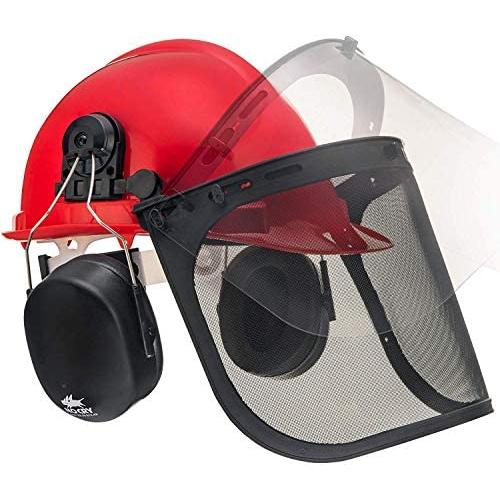 NoCry 6-in-1 Industrial Forestry Safety Helmet and Hearing Protection System with Two Protective Visors