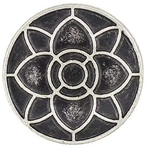 Bezelry 12 Pieces Lotus Blossom Metal Shank Buttons. 20mm (3/4 inch) (Antique Silver)