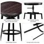 COSTWAY Counter Height Bar Stools, Set of 2, Swivel Adjustable, Round Top Pub Bistro Kitchen Dining Side Chair Metal Barstools with Footrest