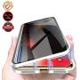 Privacy Magnetic Case for iPhone 11 Pro Max, Anti Peeping Clear Double Side Tempered Glass [Magnet Absorption Metal Bumper Frame] Thin 360 Full Protective Phone Case for iPhone 11 Pro Max 6.5 Silver
