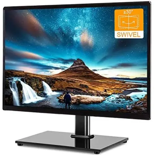 Universal TV Stand Tabletop Base with Swivel Mount for 27 32 37 40 42 46 50 55 inch LCD LED Plasma Flat Screens, Height Adjustable TV Base Replacement,Tempered Glass Base,Holds up to 88lbs Universal TV Stand Tabletop Base with Swivel Mount for 27 32 37 40 42 46 50 55 inch LCD LED Plasma Flat Screens, Height Adjustable TV Base Replacement,Tempered Glass Base,Holds up to 88lbs