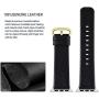 Fullmosa Compatible Apple Watch Band 38mm 40mm 42mm 44mm Leather Compatible iWatch Band/Strap Compatible Apple Watch SE & Series 6 5 4 3 2 1, 38mm 40mm Black + Golden Buckle + Silver Adapter