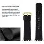 Fullmosa Compatible Apple Watch Band 38mm 40mm 42mm 44mm Leather Compatible iWatch Band/Strap Compatible Apple Watch SE & Series 6 5 4 3 2 1, 38mm 40mm Black + Golden Buckle + Silver Adapter