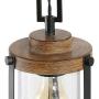 LOG BARN Pendant Lighting for Kitchen Island, Farmhouse Mini Chandelier in Faux Wood Metal with Bubbled Glass Shade, Rustic Ceiling Fixture Hanging for Dining Room, Hallway