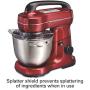Hamilton Beach Electric Stand Mixer, 4 Quarts, Dough Hook, Flat Beater Attachments, Splash Guard 7 Speeds with Whisk, Red