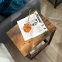 VASAGLE INDESTIC Side Table, End Table, Telephone Table with Mesh Shelf, High and Narrow, Hallway, Living Room, Metal, Easy Assembly, Space Saving, Industrial, Rustic Brown and Black ULET76BX