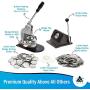 Button Maker Badge Making Machine 58mm (2¼ inch) | Heavy Duty Circle Cutter Punch Press | 1,000 Circle Button 58MM (2¼ inch) Parts - Metal Badge Button Shell & Pin Back | All-in-One Complete DIY