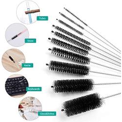 Bottle Cleaning Brushes, 8 Inch Nylon Tube Brush Set, Cleaner for Narrow Neck Bottles Cups with Hook, Set of 10pcs