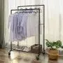 SONGMICS Industrial Pipe Clothes Rack Double Rail on Wheels with Commercial Grade Clothing Hanging Rack Organizer for Garment Storage Display, Black UHSR60B SONGMICS Industrial Pipe Clothes Rack Double Rail on Wheels with Commercial Grade Clothing Hanging Rack Organizer for Garment Storage Display, Black UHSR60B