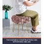 Ornavo Home Mirage Modern Contemporary Square Woven Upholstered Velvet Ottoman with Gold Metal Legs - Blush