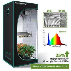 MARS HYDRO Grow Tent Kit Complete TS600W LED Grow Light 2x2ft Full Spectrum Indoor Grow Tent Kit 24''x24''x55'' Hydroponics Grow Tent 1680D Canvas with 4” Ventilation Kit for Grow Setup Kit Grow House